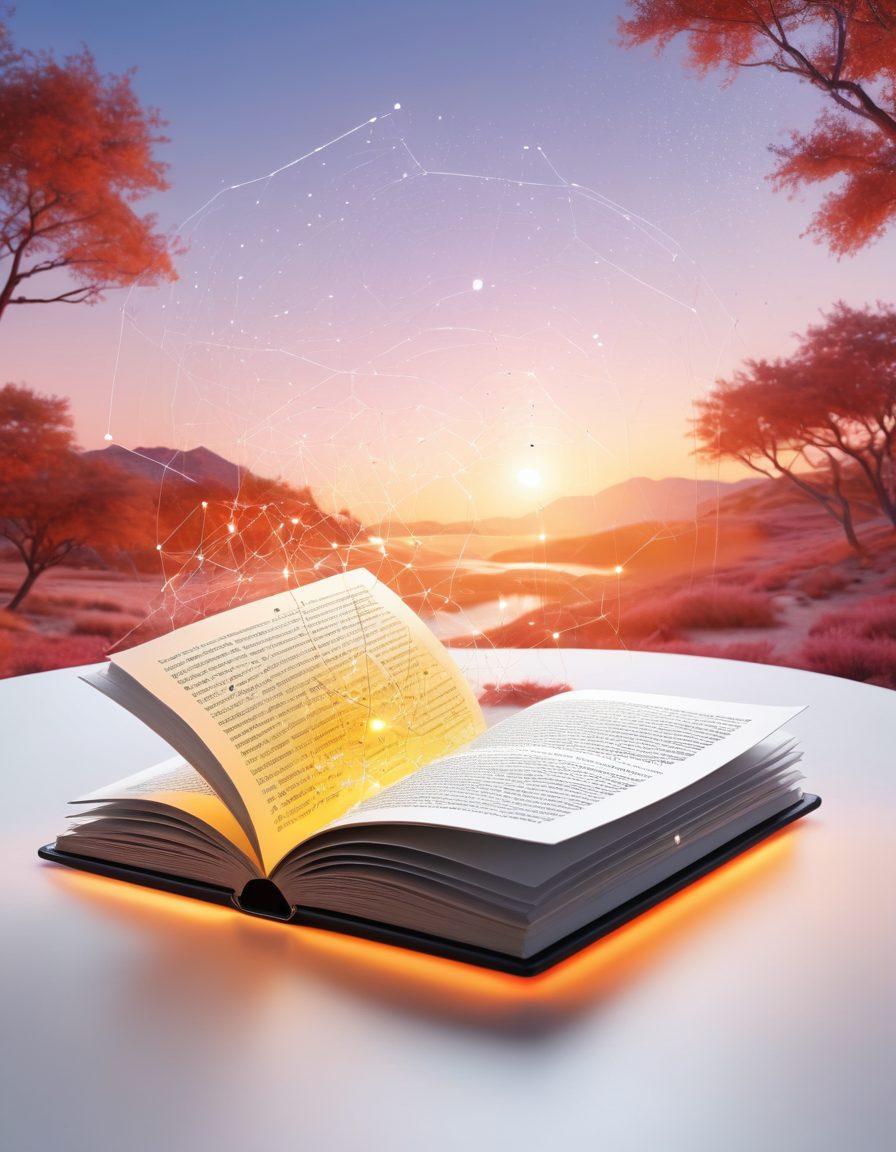 A captivating open book with glowing pages revealing vibrant digital story elements like laptops, mobile devices, and social media icons. In the background, an ethereal landscape of interconnected dots and lines symbolizes the blogosphere. Bright colors that evoke creativity and innovation, with immersive lighting effects emphasizing the idea of unlocking secrets. super-realistic. vibrant colors. white background.